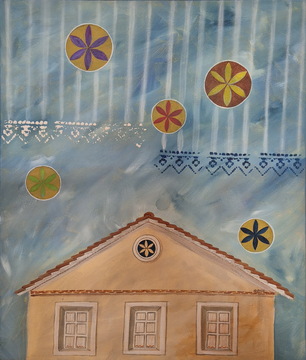 Roža življenja, akril-platno, 50x60 cm, 2025, Irena Gorenc